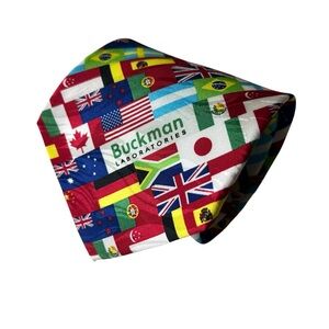 2/$15 Buckman Laboratories Multi National Flag Print Men's tie 4" x 57.5"
